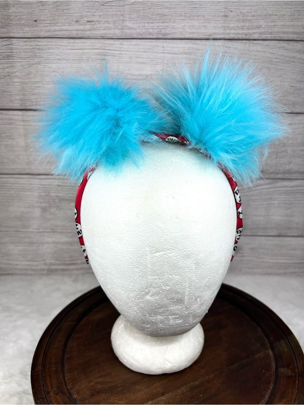 Spirit Dr Seuss Thing 1 Thing 2 Headband Blue Faux Fur Pom Poms Costume Cosplay